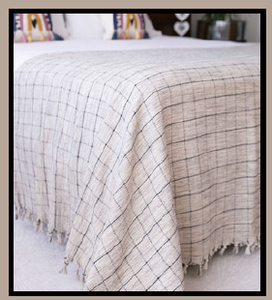 Blanco Negro Checkered Melange 100 por ciento Funda de cama de algodón natural Pike 200x320 cm x 79 126 pulgadas - Product Image 5