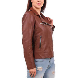 Chaqueta de cuero Pu corta informal con estilo para mujer de calidad superior transpirable nueva moda diseño de cremallera chaquetas de mujer - Product Image 2