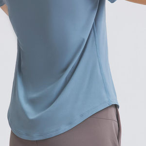 Camiseta Deportiva de Alta Calidad, Linda, Transpirable, de Verano, de Color Liso, de Manga Corta, para Entrenamiento, Yoga, Fitness, Unisex, Larga hasta la Cadera, para Gimnasio - Product Image 2