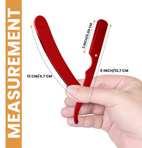 Maquinilla de afeitar profesional de borde recto rojo de acero inoxidable 100 por ciento con 100 cuchillas herramienta de seguridad para peluquero - Product Image 2