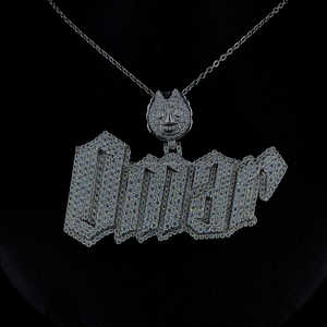 จี้เพชรรูปตัวอักษร VVS Moissanite 925สร้อยคอเงินคิวบาพร้อมจี้ชุบทองสไตล์ฮิปฮอป - Product Image 1