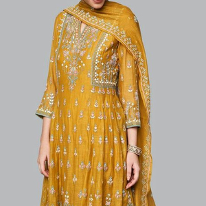 ANARKALI lourd avec pantalon orné de belles perles de verre de cristal, DABKA, travail pour fête/mariage @ 2022 - Product Image 1