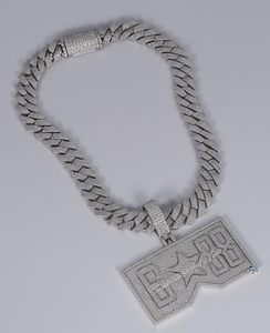 Most Popular Customized Chain With Pendant Crafted With 925 Sterling <b>Silver</b> Moissanite Diamonds With Fully Iced Out VVS Clarity - Product Image 2