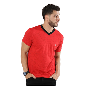 Camiseta de hombre sólida de calidad de marca Premium de fabricación de Bangladesh, camiseta informal de manga corta con cuello en V de diseño personalizado para hombre - Product Image 1