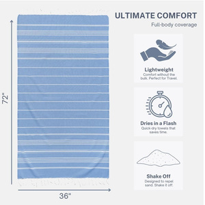 Fouta Hammam fait à la main serviette coton turc léger séchage rapide absorbant drap de bain Spa Wrap voyage Yoga couverture pique-nique - Product Image 3