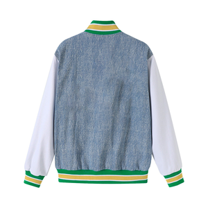 Blouson bomber en denim de l'État de Norfolk, officiel de la fraternité grecque Spartan, streetwear, broderie en chenille sur le devant, imperméable, réversible - Product Image 2