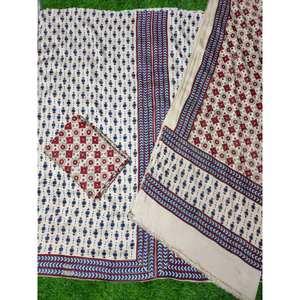 Tissu de Robe Formelle en Soie Modale Imprimé à la Main Ajrakh pour Femme – Respirant, Infroissable, Silhouette Trapèze, Naturel - Product Image 2