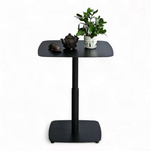 Minstalist Vintage-Style Square Coffee <b>Table</b> 60x60cm <b>Adjustable</b> Iron Frame Durable Sintered Stone Top Powder-Coated CFD68207 - Product Image 1