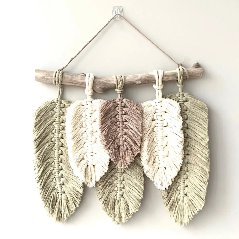 Hojas de macramé tejidas de colores Pastel para decoración del hogar, artesanía de Interior de alta calidad, estilo minimalista, venta al por mayor