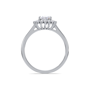 IGI Certified Cushion Cut Lab Grown Diamond Floral Halo Engagement & Wedding <b>Ring</b> in 14K Yellow / White & Rose Gold - Product Image 4