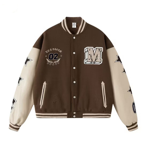 Unisex custom varsity <b>jacket</b> <b>for</b> men and <b>women</b> wool <b>leather</b> college <b>bomber</b> style embroidered outerwear bulk manufacturer - Product Image 1