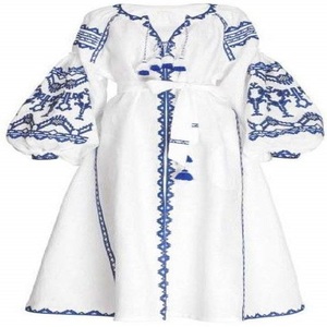 Robe personnalisée en lin mélangé élégante à manches courtes, boutonnée, col en V, robes maxi brodées, robe longue vintage d'été blanche - Product Image 2