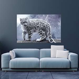 Tableau sur toile élégant à imprimé léopard, Décoration en verre sur le thème des animaux sauvages, TOILE ENROBÉE - Product Image 1