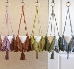 Boho Chic macramé coton suspendu support de jardinière intérieur extérieur écologique Pot de fleur décor à la main Style bohème jardin - Product Image 6