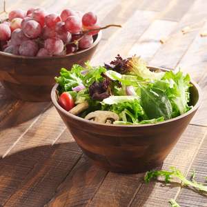 Bowl Set Premium Acacia Wood Bowls Salad Serving Bowls Home Decor <b>Housewarming</b> <b>Gifts</b> Set of 2 Custom Size Natural Wood Color - Product Image 2