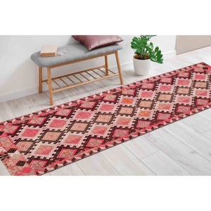 Alfombra Estampada con Diseño Kilim Rosa: Estilo Navajo y Persa Moderno, Alfombra Delgada No Tejida - Product Image 3