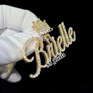 Personnalisé VVS Moissanite Nom Pendentif 925 Argent Lettre Brille Charme dans le Style Hip Hop pour Hommes et Femmes Unique Iced Out Bijoux - Product Image 1