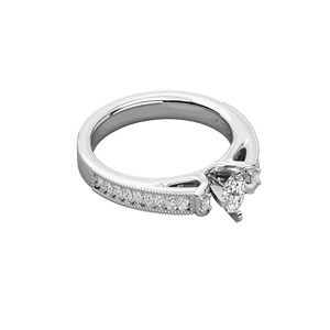 Anillo de Compromiso Solitario con Diamante de Corte Redondo y Milgrain - Product Image 5