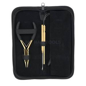 Kit d'installation et de retrait d'extensions de cheveux avec pinces à micro-perles en acier inoxydable, poignée antidérapante, boucle de traction et crochet - Product Image 1