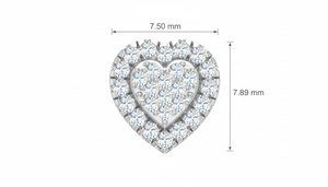 Women's 14K Gold & Natural Diamond <b>Heart</b> Shaped Double Halo Stud Earrings - Product Image 2