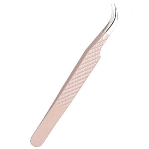 Pince à cils enduite de couleur professionnelle en acier inoxydable Logo personnalisé pince à cils C pince à épiler d'extension de cils incurvée - Product Image 1