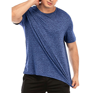 Camiseta Deportiva Moderna 2026 para Hombre, Color Azul Sólido, Manga Corta, Cuello Redondo, Tejido de Punto, Corte Regular, Transpirable, Estilo Casual - Product Image 1