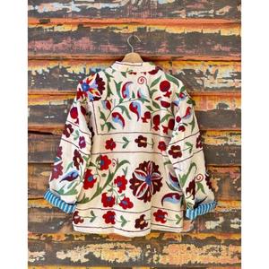 เสื้อโค้ทปักลวดลาย suzani สไตล์ลำลองสินค้าแฮนด์เมดเสื้อแจ็คเก็ตผ้าคอตตอนปักศิลปะ - Product Image 2