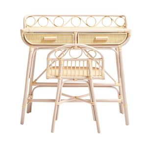 Ensemble coiffeuse et tabouret en rotin tressé pour salle de bain et chambre à coucher, vente en gros, OEM, ODM, taille et couleur personnalisables, prix abordables - Product Image 1