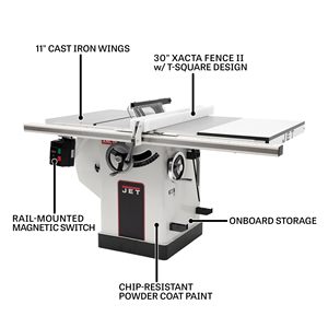 Sierra de Mesa Deluxe XACTA de 10 Pulgadas, Corte de 30 Pulgadas, 3 HP, 230V, 1 Fase, Fuente de Alimentación Eléctrica - Product Image 2