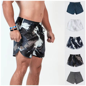 Vente en gros de shorts de sport en coton pour hommes short de fitness extensible à séchage rapide respirant taille élastique motif en maille solide - Product Image 3