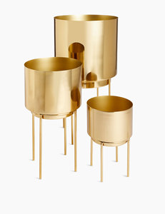 Jardinières en métal enduit de poudre noire ensemble de 3 jardinières décoratives intérieures extérieures Pots de fleurs en métal Vases à fleurs fournitures - Product Image 4