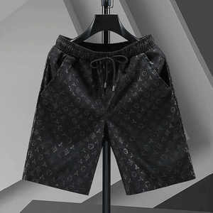 Pantalones Cortos de Hombre Personalizados de Pana y Poliéster con Bolsillos, Transpirables, de Secado Rápido, Cintura Elástica, Estampado de Encaje, para Verano y Playa - Product Image 1