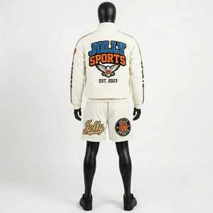 Conjunto Corto de Chaqueta Cortavientos para Hombre, 135 GSM, Microfibra de Poliéster, Color Crema Beige, Panel en Contraste, Logotipo Personalizado - Product Image 6