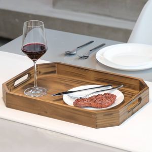 Bandeja de Madera Rectangular Clásica para Servir Alimentos, Bandeja de Madera Maciza Rústica para Decoración del Hogar Estilo Granja - Product Image 4
