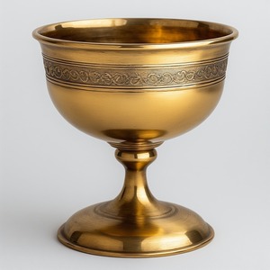 Gobelet à vin d'église en laiton décoratif avec finition antique Détails artisanaux faits à la main conçus pour une spiritualité intemporelle - Product Image 3