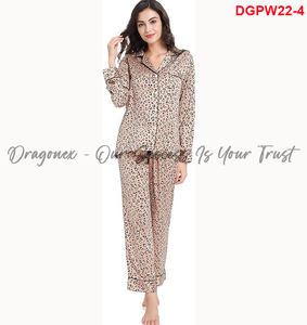 Ensembles de pyjamas en satin pour femmes avec poche poitrine gauche facile à enlever petits objets Dragonex imprimé léopard PW22 2024 privilégié optimal - Product Image 5