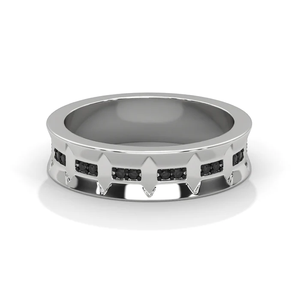 Obsidian Crown Black Diamond <b>Ring</b> in Deep Black Enamel Sterling Silver <b>Statement</b> <b>Ring</b> with Regal Crown Modern Luxury Design - Product Image 3