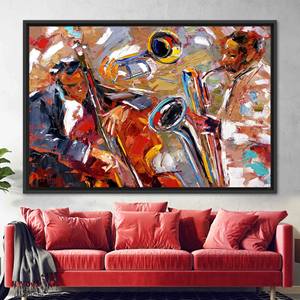 Lienzo Decorativo con Estampado de Saxofón: Decoración de Pared con Música Jazz, 1 Pieza: Marco Negro - Product Image 1