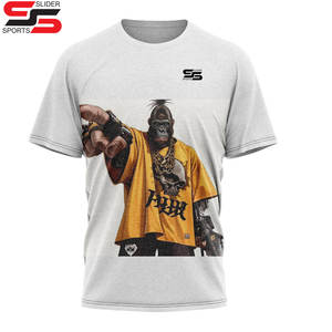 T-shirt en coton pour homme 220 g/m² 100 % coton tricoté lourd à manches courtes col rond logo de marque personnalisé impression numérique lettre formelle - Product Image 4