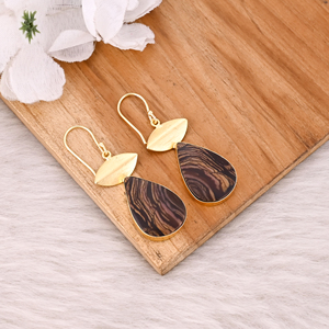 ต่างหูชุบทองคำแท้คุณภาพสูง ประดับด้วยพลอยมาลินกา แจสเปอร์ ดีไซน์แฟชั่นสไตล์โบฮีเมียน ต่างหูโดดเด่น ขายส่ง เครื่องประดับยอดนิยม - Product Image 5