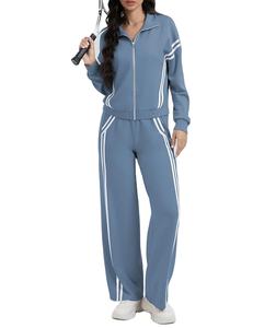 Survêtement d'entraînement d'hiver à fermeture éclair intégrale avec capuche Active Jackets Pants Breathable Athletic Tracksuit Set Solid Pattern Style 2026 - Product Image 2