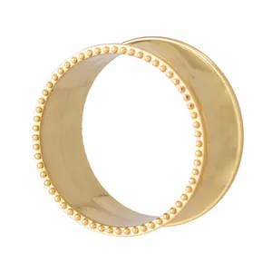 Rond de serviette en métal plaqué or de première qualité avec pointillés fait à la main avec logo personnalisé en gros - Product Image 1