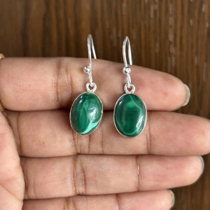 Pendientes de gota de malaquita chapados en plata de latón de estilo bohemio para mujer, joyería de moda de forma ovalada para fiestas, gran oferta - Product Image 2
