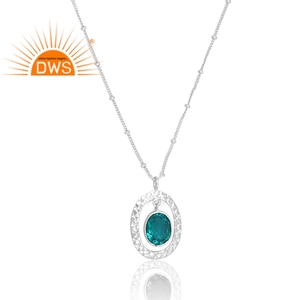 Diseño elegante Plata de ley Natural Doublet Santamaria Aguamarina Cuarzo Piedra preciosa Colgante Diseño personalizado Fabricación de joyas - Product Image 4