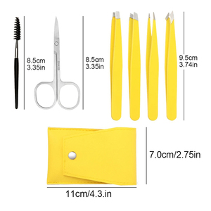 Juego de pinzas para cejas puntiagudas amarillas, 4 Uds., logotipo personalizado de acero inoxidable de alta calidad para cabello encarnado y mejor depilación - Product Image 6