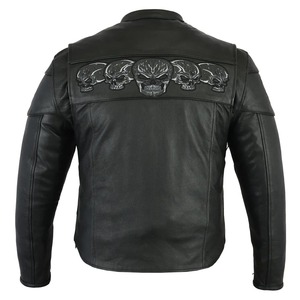 Chaqueta de motorista de cuero auténtico para hombre, chaqueta acolchada de carreras de cuero para motocicleta Vintage, tela de lona con cuello levantado - Product Image 3