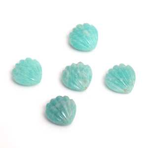 Cuentas de piedras preciosas con forma de concha tallada de amazonita Natural para fabricación de joyas 15mm grabado tallado suelto abalorios de concha de piedras preciosas a granel - Product Image 3