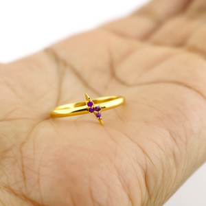 Bague Amethyst Lightning Bolt en argent sterling 925 Bague minimaliste délicate pour femme - Product Image 2