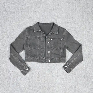 Chaquetas Vaqueras Cortas Lavadas con Bordado Personalizado para Mujer, Nueva Llegada, OEM, con Botones, Impermeables, Estilo Hip Hop Vintage, Marca Privada - Product Image 2