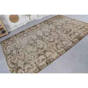 Classic Beige Brown 5.7 X 9 ft Vintage <b>Turkish</b> <b>Rug</b> Wool Large Area Patchwork for Hallway Bedroom Latex Perfect Bedside <b>Rug</b> - Product Image 4